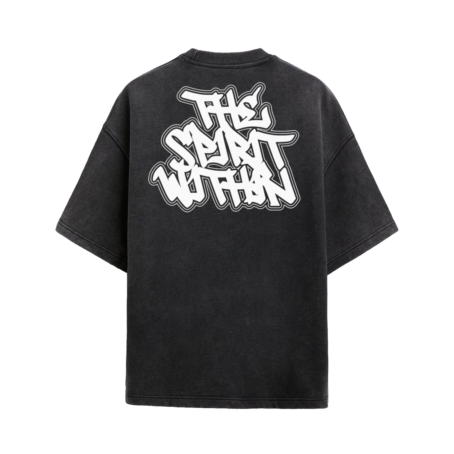 BLACK ACID-WASH MURAL TEE (OVERSIZED)