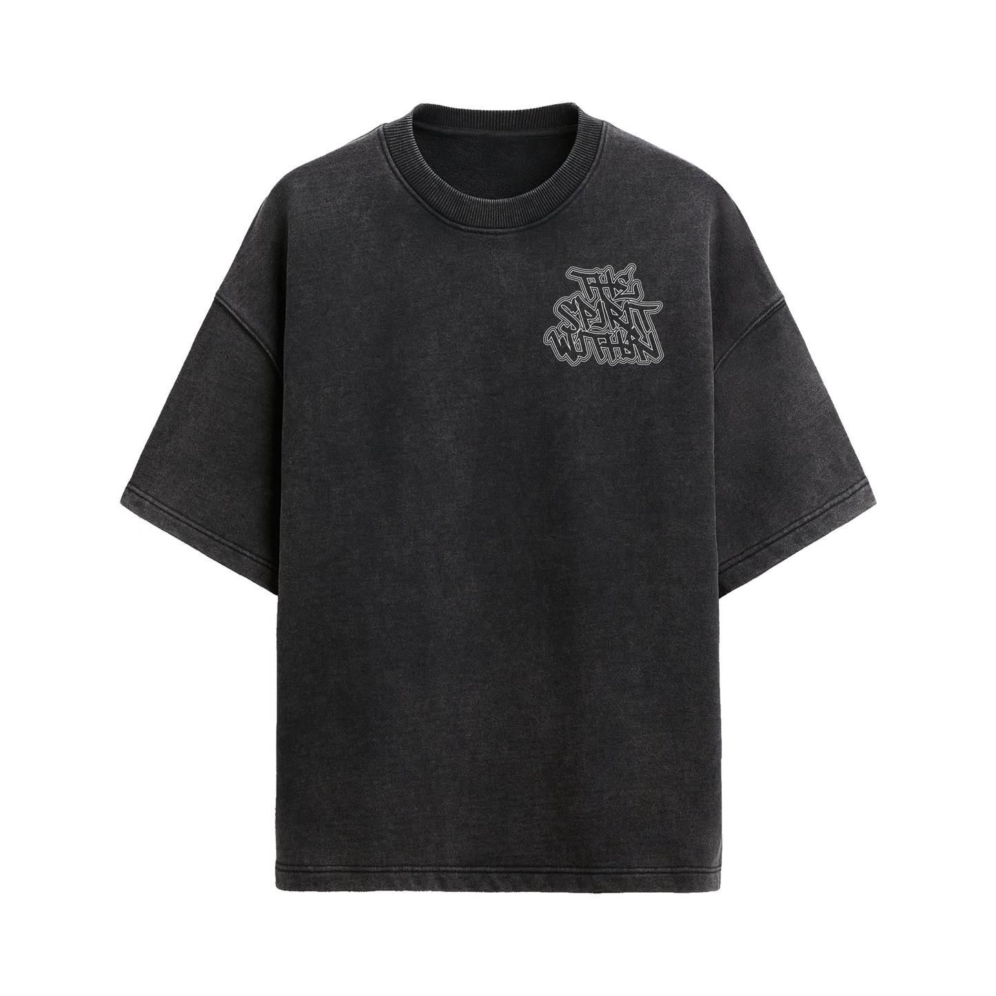 BLACK ACID-WASH MURAL TEE (OVERSIZED)